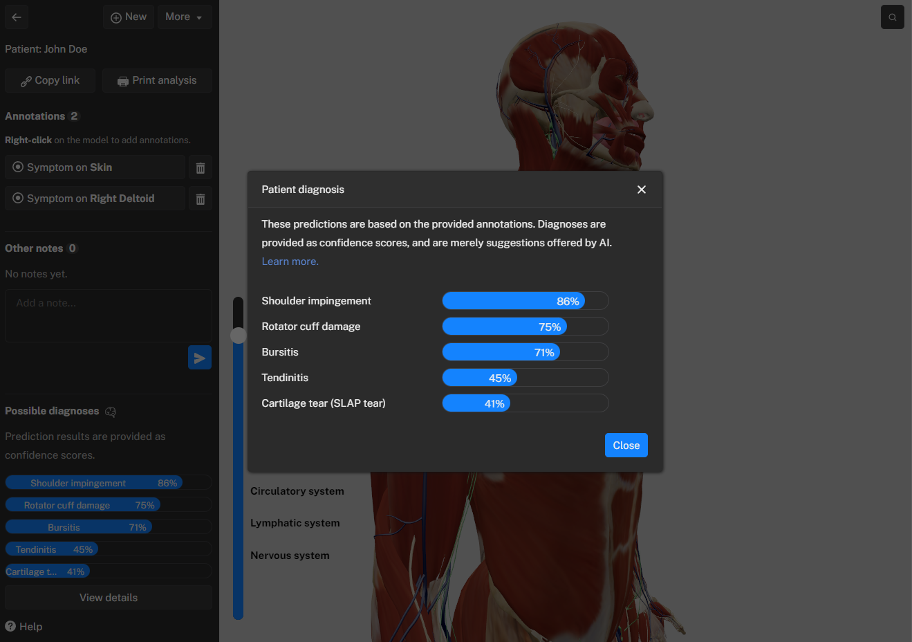 AI powered diagnoses.